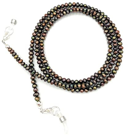 Brillenkette, Brillenband, Brille, Brillenschmuck, Kette für Lesebrille, Schlangenkette Natürliche Edelstein Perlen, Süßwasserzuchtperlen, Braun, handmade,