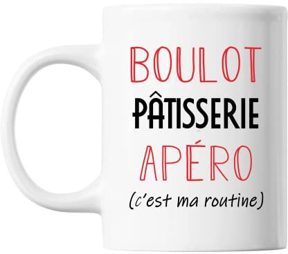 Planetee Mug Pâtisserie C'est ma Routine Blanc | Tasse Humour