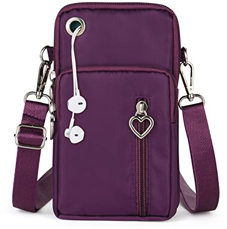 Aucuu Handytasche zum Umhängen Damen，Nylon Kleine Umhängetasche mit Kopfhörer Eingang，Mini Crossbody Schultertasche Handytasche，Handy Schultertasche ür Handy unter 7 Zoll