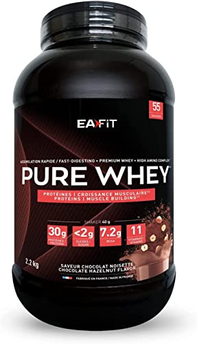 Proteine in Polvere Whey 2,2kg Gusto Cioccolato Nocciola|31 g per Shaker Proteine | Whey Protein Concentrate e Isolate | BCAA + L-Glutammina + Taurina| Integratore per Massa Muscolare |Con 11 Vitamine