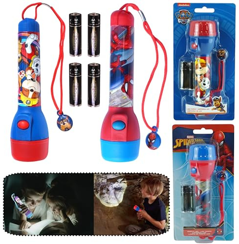 HOVUK 2 lampes de poche LED pour enfants en plastique de 16 cm, grandes lampes avec une portée lumineuse de 3,5 m, lampe de nuit lumineuse pour enfants, jouet de camping, cadeaux pour 3 ans et plus