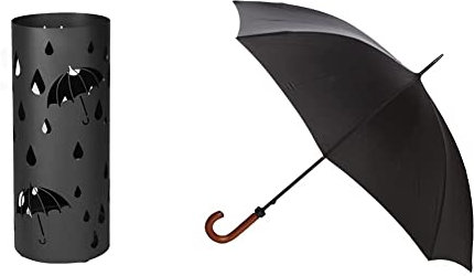 SONGMICS Metal Stand, Round Umbrella Holder Rack, with Hooks and Drip Tray, 49 x ?? 19.5 cm, Black LUC23B, 19.5 x 49 cm (Dia. x H) & Fulton Huntsman Umbrella Black