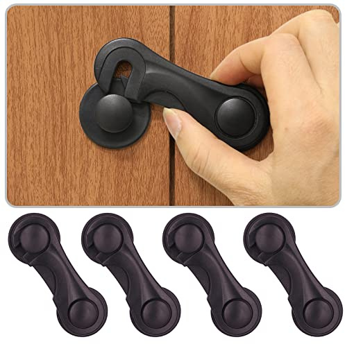 Cabinet Locks for Babies and Child Safety, 4 Pack Childproof Latches with Adhesive for Drawer Cupboards Closet and Pantry Door, Baby Proofing Fridge Lock for Protecting Kids Toddlers and Infants