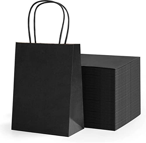 Papiertüten Mit Henkel,Geschenktüten Papier,Geschenktüte,Geschenk Tüten,40 Stück Geschenktaschen, Papiertüten Schwarz für Party, Geburtstag, Hochzeit