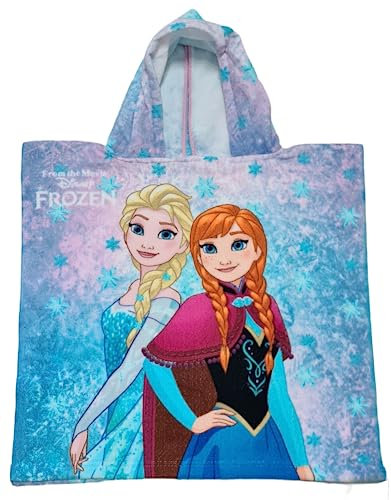 ILS I LOVE SHOPPING Poncho con capucha Toalla de playa playa playa y piscina Albornoz de microfibra 55 x 90 cm, secado rápido, ultra suave FROZEN