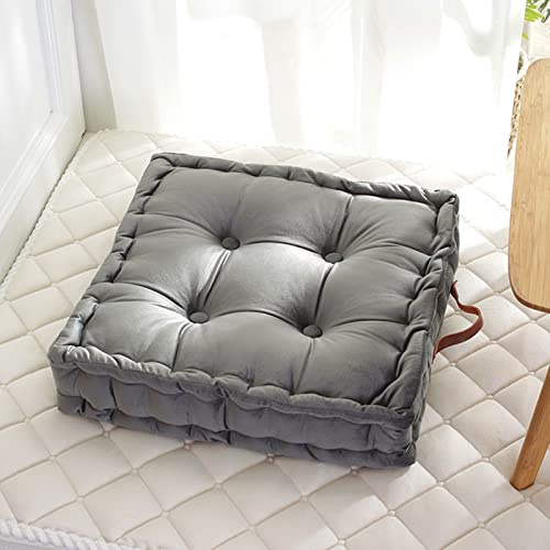10 Cm Thick Square Seat Pad, Armchair Sofa Thick Seat Pads, Balcony Tatami Solid Color Mat, Outdoor Seat Cushion, with Leather Handle, Make You More Comfortable and Portable (Light Gray 42x42cm)