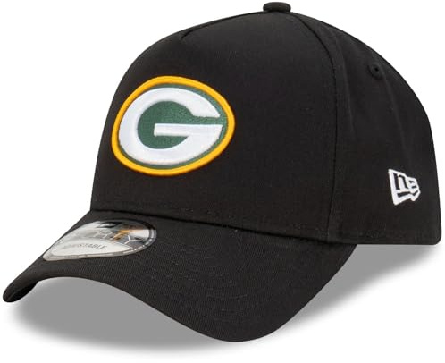 New Era NFL kepsar amerikansk fotboll keps böjd skärm justerbar 9Forty A-ram svart, Green Bay Packers #34601, one size
