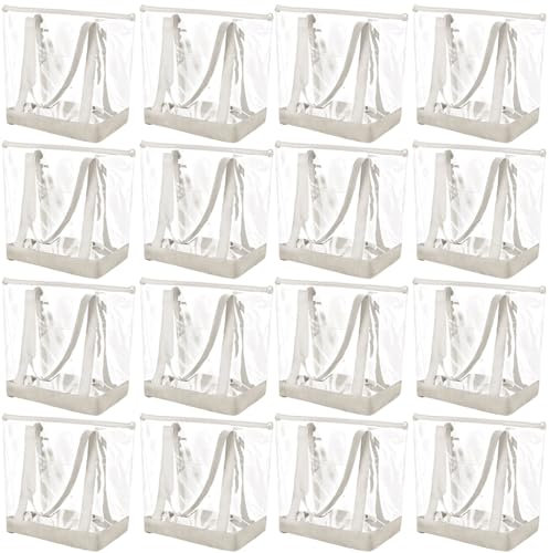 Silkfly Transparente Tragetaschen, PVC-Schulter-Handtasche, Sicherheitsgeprüft, durchsichtige Tasche mit Reißverschluss für die Arbeit, 16 Stück, Beige, 17 x 14 x 6 inches
