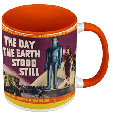 Tasse, hochwertig, Orange – The Day the Earth Stood Still Altes Filmplakat, Retro-Filmplakat, Vintage-Kinoposter – Tasse mit Henkel und farbigem Innenraum