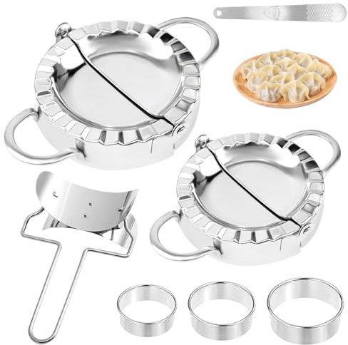 11Stück Edelstahl Knödel,Ravioli Dumpling Former,Dumpling Maker,Teigtaschenformer,Ravioli Ausstecher,Dough Press Set,Maultaschen Former,Klöße Former,Rund Plätzchen Ausstecher,für Nudeln,Ravioli&Torten