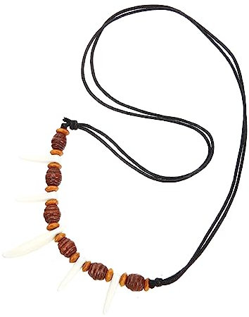 PACKOVE Wolfskette Herren Acryl Perlen Halskette Mit Verstellbarem Wachsband Wolfzahn Anhänger Surfer Schmuck Für Alltag Und Strand
