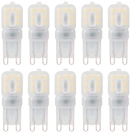 Jiotouhu G9 LED Warmweiß 3000K, Leuchtmittel G9 LED, 3W Ersatz 30W Halogenlampe, 300 Lumen, 360 Grad Winkel, Kein Flackern, Nicht Dimmbar, für Kronleuchter Interieur Dekoration, 10er Pack
