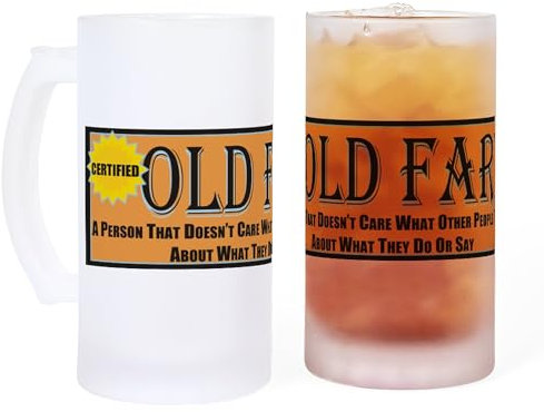 CafePress Old Fart Motto 16 oz Frosted Glass Beer Mug