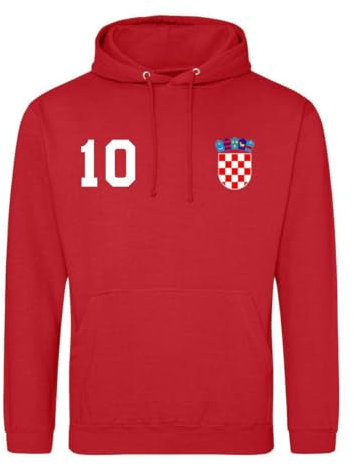 NIMAMA Kroatien Herren Hoodie Hrvatska Trikot Pullover Personalisiert mit Wunschname & Nummer - Rot L