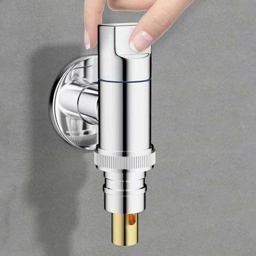 Robinet d'arrêt d'eau pour machine à laver, robinet d'arrêt automatique en laiton pour machine à laver, vanne d'angle d'ouverture rapide (argenté)