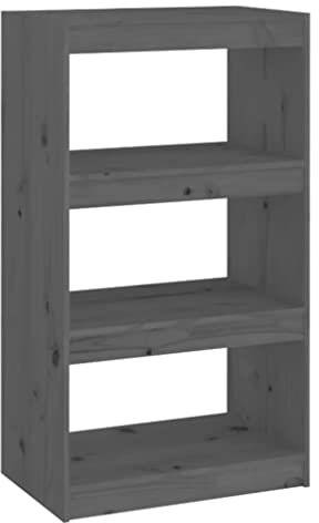 Bücherregal Standregal freistehendes Büroregal Aktenregal Aufbewahrungsregal Raumteiler Lagerregal für Wohnzimmer, Grau 60x30x103,5 cm Massivholz Kiefer