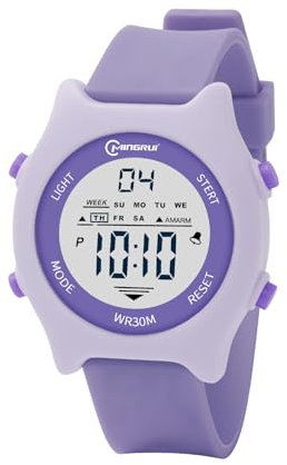 Mamiddle Barnklocka Digital 30M vattentät för barnklocka med väckarklocka, chiem, stoppur, kalender, bakgrundsbelysning för åldrarna 3–15 år, Lila