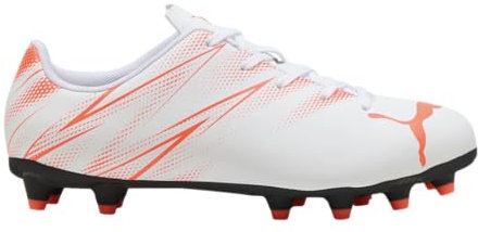 Puma Attacanto Firm, tacos de fútbol artificiales unisex para niños, Puma Blanco y rojo brillante, 11 Toddler