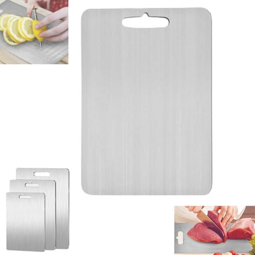 JJKTO Schneidebrett Aus Titan, Titanium Cutting Board,Double-Sided, Food-Grade Titanium Chopping Board,304 Schneidebrett In Lebensmittelqualität, Küchenwerkzeug Für Die Küche