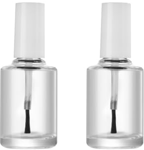 JIHUOO Lot de 2 petits flacons de vernis à ongles vides en verre transparent de 15 ml - Flacons rechargeables pour vernis à ongles, peinture, retouche, échantillons cosmétiques avec bouchon pinceau