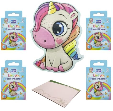 varivendo Blocco note + 20 simpatici cerotti per bambini Figo (unicorno)
