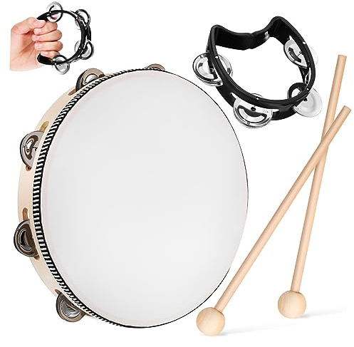 COSMEVIVI Tamburin Für Erwachsene Mit Schlägel Handtrommel Instrument Rahmentrommel Percussion-tamburin Für Anfänger Und Profis