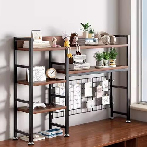 Schreibtisch-Bücherregal mit Metallrahmen für Zuhause, Büro, Mehrzweck-Bücherregal aus Holz, Schreibtisch-Organizer, stilvolles und funktionales Schreibtisch-Bücherregal (95 cm)
