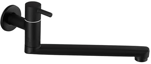SXWYLZ Drehbarerverlängerungshahn Wasserhahn Waschbecken Lang Kaltwasserhahn Wand Messing Einhebelmischer Waschbecken Wand Single Kaltwasserhahn,Schwarz,30Cm