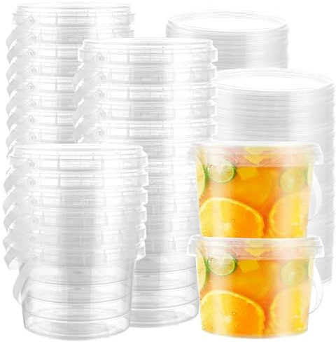 LDXDRU Lot de 30 récipients en plastique réutilisables avec couvercles, 500 ml Boîtes Alimentaires Avec couvercle - Pour nourriture, soupes, fruits - Anti-fuite