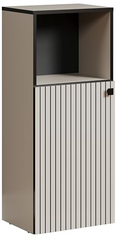 Standschrank PureBliss Kashmir Hellgrau · B 40 x H 95 cm | B 40 x H 95 x T 31 cm · feuchtraumgeeignet · Metallgriffe · 1 Tür, 1 offenes Fach, 1 Einlegeboden