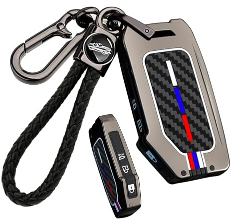 ontto Schlüsselhülle mit Schlüsselanhänger Passt für Kia Ceed Soul Forte Telluride K5 Seltos NIRO Sportage NQ5 Sorento Optima Autoschlüssel Hülle Metall Schutzhülle Schlüsselcover 3 Tasten-A Schwarz