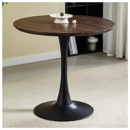 JHAISMAO Große Größe Runden Modern Esstisch Essen Konferenz Besprechungstisch, Küchentisch Aus Holz Mit MDF Nussbaum Tischplatte Für Tulpenbasis(Size:80cm)