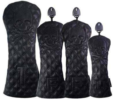 LUOKEKE Copri Mazza Copri Testa da Golf Set di coperture in Pelle Nera for Mazza da Golf Forniture da Golf Coprimazze(1-F-F-UT)