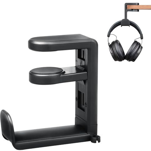 HTRTRR Support de Casque Rotatif à 360° et réglable en Hauteur Support de Casque réglable en Hauteur, Compatible Universel avec Clip de câble pour Bureau