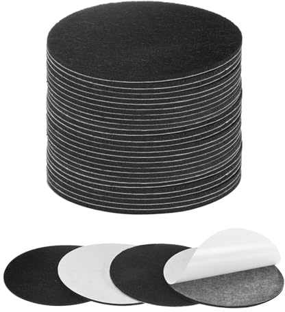 M METERXITY 30-Pack Lamp Base Felt, 3.5 Inch Dia. 2mm Thick Self Adhesive Round Fabric Felt Pads for Lamp/Furniture/DIY, Non-Slip Fiber Backed Patch Circles with Adhesive Backing [Black]