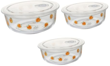 VINTORKY 3 Stück Salatschüssel mit Deckel aus Glas Modische Glasschüssel mit Glatter Oberfläche und Einfache Reinigung für Zuhause und Hotelgebrauch