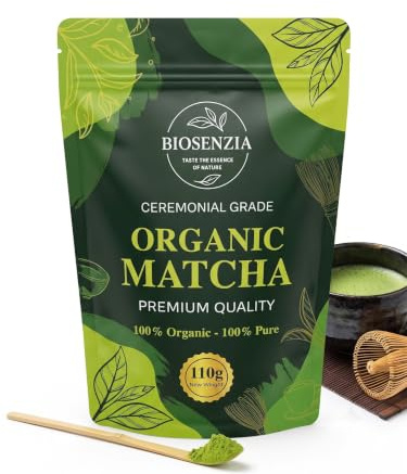 BIOSENZIA Organic Japanese Matcha Powder, Ceremonial Grade, Uji, 110g