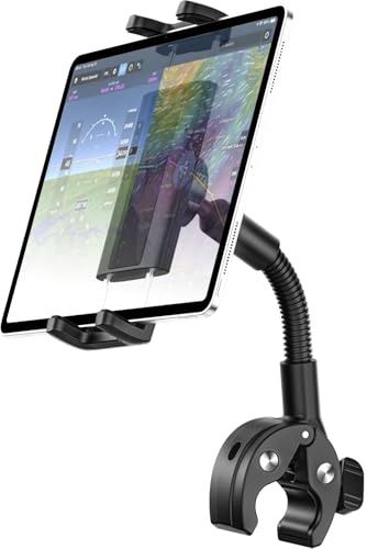 Dosvsi Joch Tablet Clip, Schwanenhals TabletHalterung für Luftfahrtpiloten, 360° Drehbare Flugzeug Joch Tablet Halter mit Stabiler Klemme für iPad mini/Air/Pro, Galaxy Tab, iPhone, 4-13 Gerät