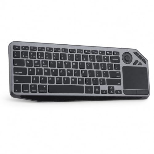 Elprico Tastiera Wireless Touch Tv, Tastiera Bluetooth Wireless Multi-dispositivo con Touchpad, Multimediale, Retroilluminazione a 7 Colori, modalità Dual, Supporto 3