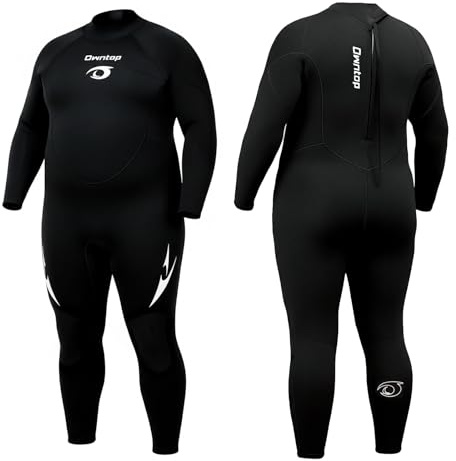 Owntop Muta da uomo e da donna, in neoprene da 3/2 mm, con cerniera posteriore, tuta termica per immersioni in acqua fredda, surf, da uomo, colore nero, XXL