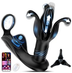 Prostata Stimulation Männer Analvibratoren für Mann, 4 IN 1 Expansions- und Schubmodi Analplug mit Penisring & Hodenvibration, Sex Spielzeug für die Männer Analkugeln Vibrator mit 9x9 Modi & APP
