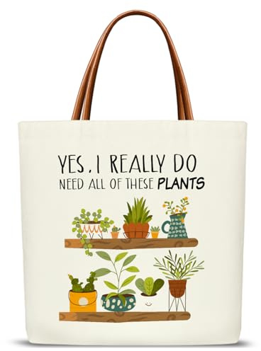 oayGnay Plant Tote Bag, Canvas Tote Bag for Women Girls Teens, Cute Reusable Grocery Shoulder Bags for Work Travel Shopping, Plant Lover Gifts Birthday Gifts for Friends Family -10