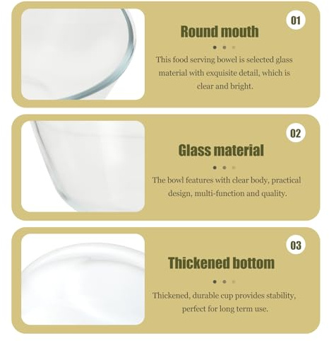 MOTHNUR Juego de 4 Cuencos de Vidrio Transparente y Grueso para Ensalada y Batir Huevos Capacidad Variada 500Ml 800Ml 1050Ml 1600Ml Ensaladera de Cristal Versátil para Frutas y