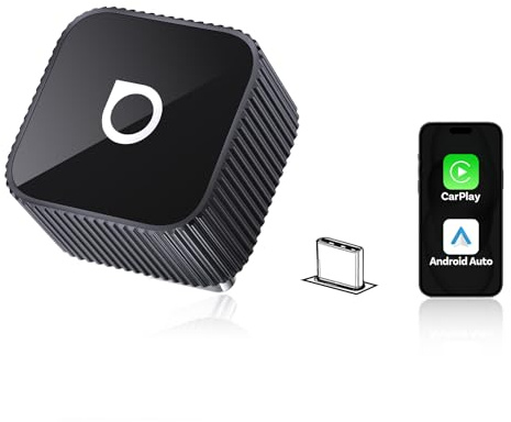 2026 Uppgraderad OTTOCAST 2-i-1 trådlös CarPlay och Android Auto adapter | Mini Slim 3.0 för iOS 10+ Android 11+ telefoner, Multi-User Stöd, omvandlar från trådbundet till trådlöst (Svart, USB-C)