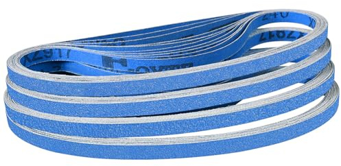 Sruhrak Bandas de Lija 9 x 533 mm 40 Piezas grano 40/60/80/120/180/240 | Bandas Abrasivas de Corindón de Circonio para Lijadora de Banda para Metal, Madera