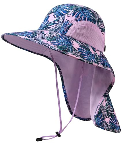 Bassdash Unisex Sonnenhut UPF 50+ Angelhut wasserabweisend breite Kremp mit großem Nackenschutz Pferdeschwanz Herren Damen