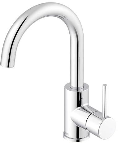 Lenz NIEDERDRUCK Waschtischarmatur BOW² in Chrom – 360° schwenkbar | Spültischarmatur, Easy Clean Pop-Up Ventil, Befestigung von oben, Geeigent für drucklose Untertischgeräte & Boiler – 46010902