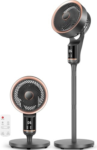 Ventilador de Pie,45W Ventilador Silencioso Económico con Mando a Distancia,12 Velocidades,Oscilación 70°/90°,Temporizador 12H,Digital LED,Luz Nocturna,Ventilador de Mesa Silencioso para Hogar,Oficina
