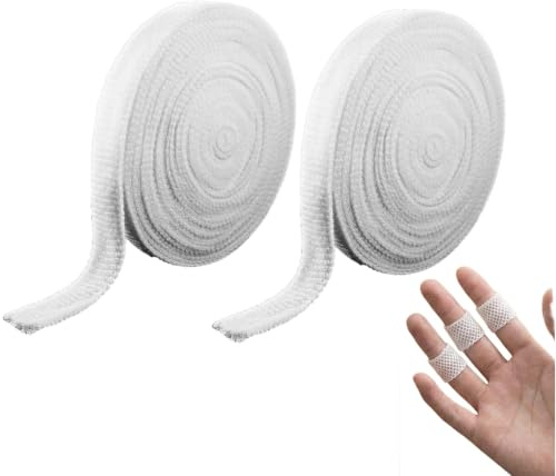 YZIRVNZ Lot de 2 Bandage Tubulaire en Filet Élastique pour Doigt, 1,5 cm x 2 m Pansement de Fixation Extensible et Respirant, Gaze Tubulaire pour Protection des Blessures et Maintien de Pansement
