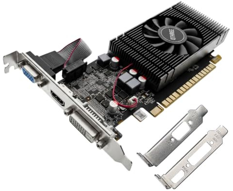 QTHREE GT 740 4GB GDDR5 128-bit Scheda Video, DVI, HDMI, VGA, GPU | Scheda grafica a profilo ribassato per PC, PCI Express, consumo energetico di 60 W, supporta due schermi